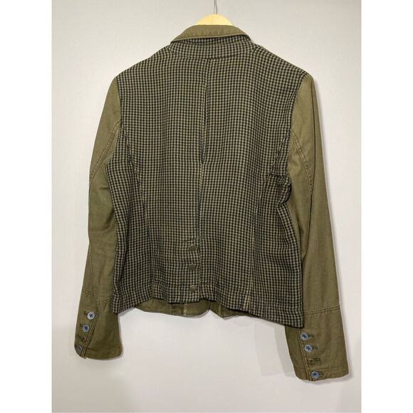 Size 12, Hei Hei Anthropology, Delaney jacket army green and black gingham back. - Picture 7 of 12